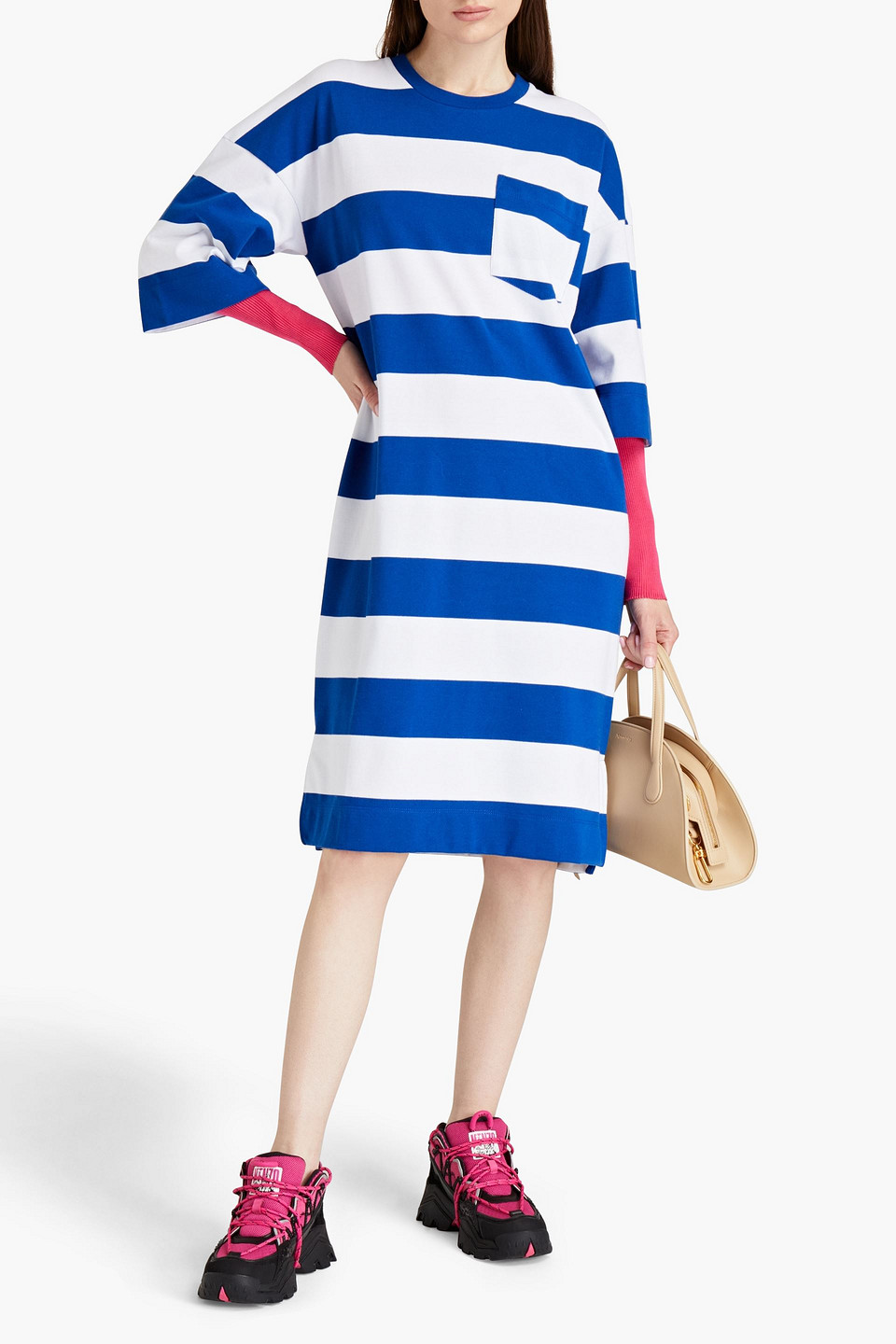 Ganni Daphne Striped Cotton-blend Jersey Midi Dress In Cobalt Blue | ModeSens Ganni Daphne Striped Cotton-blend Jersey Midi Dress In Cobalt Blue | ModeSens