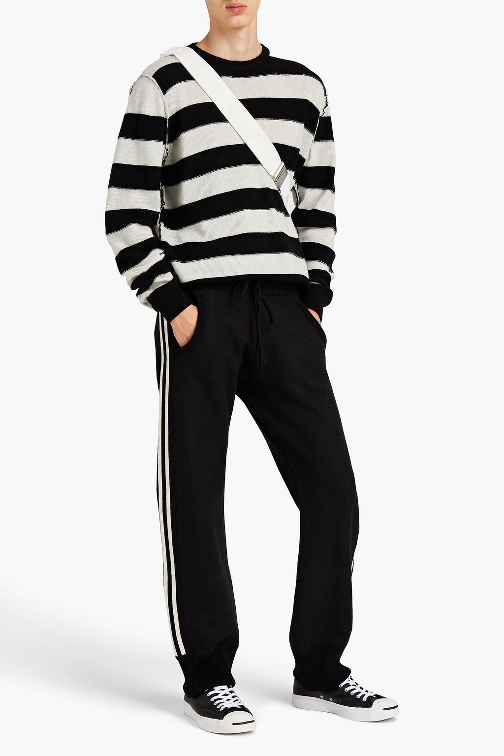 MAISON MARGIELA Striped wool-felt track pants