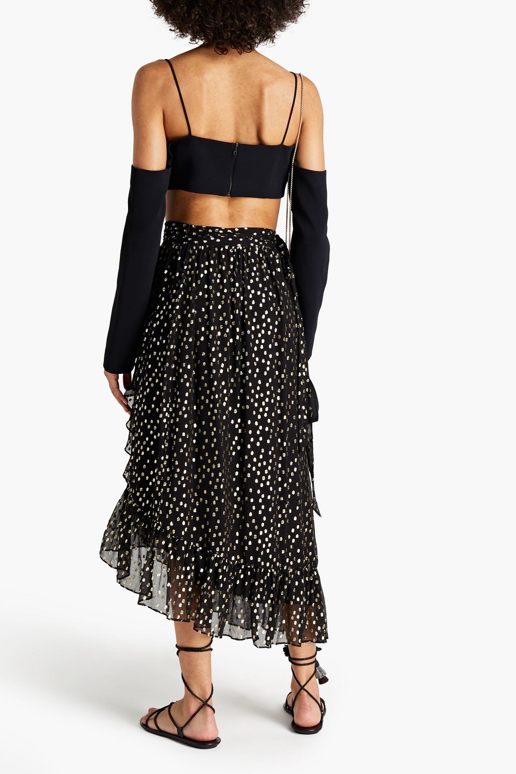 ZIMMERMANN Ruffled metallic fil coupé silk-blend midi wrap skirt