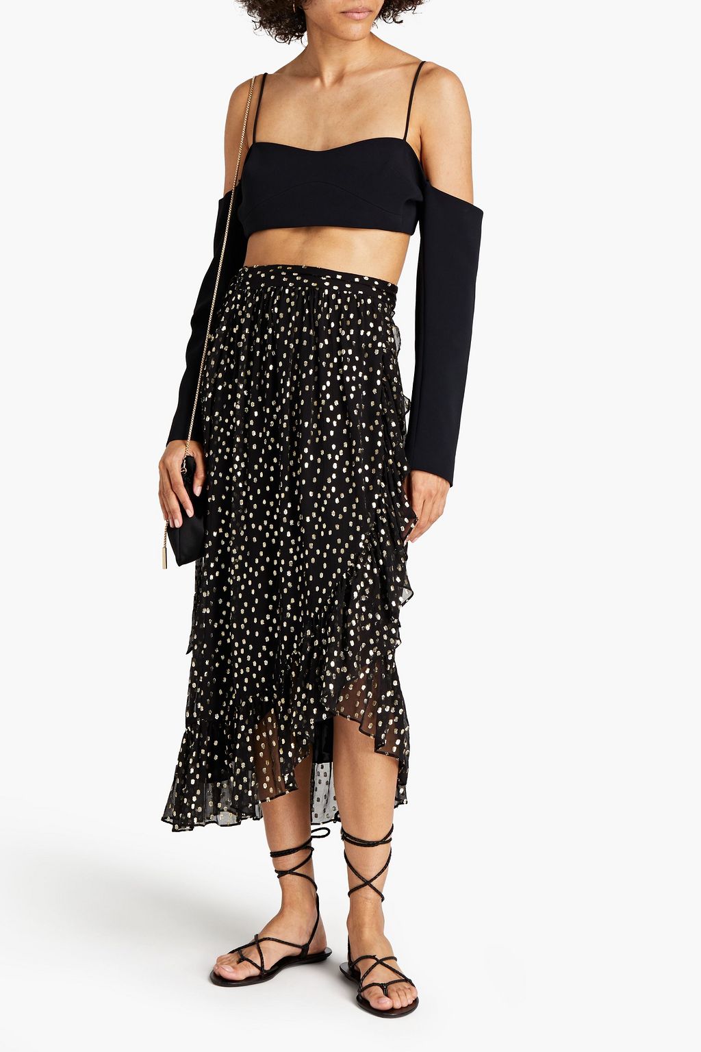 ZIMMERMANN Ruffled metallic fil coupé silk-blend midi wrap skirt