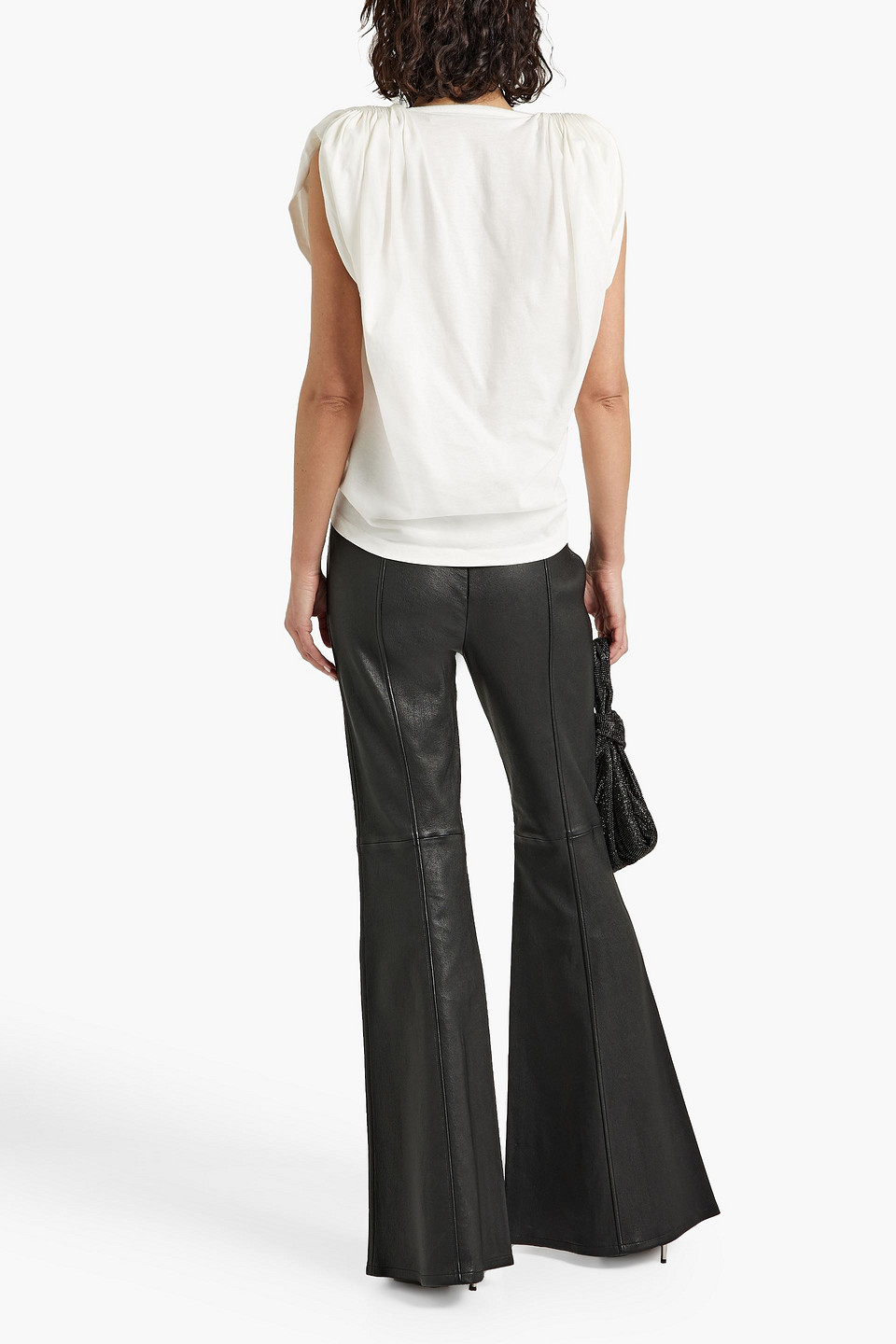 Alexander Wang Ruched Cotton-jersey Top In Off-white