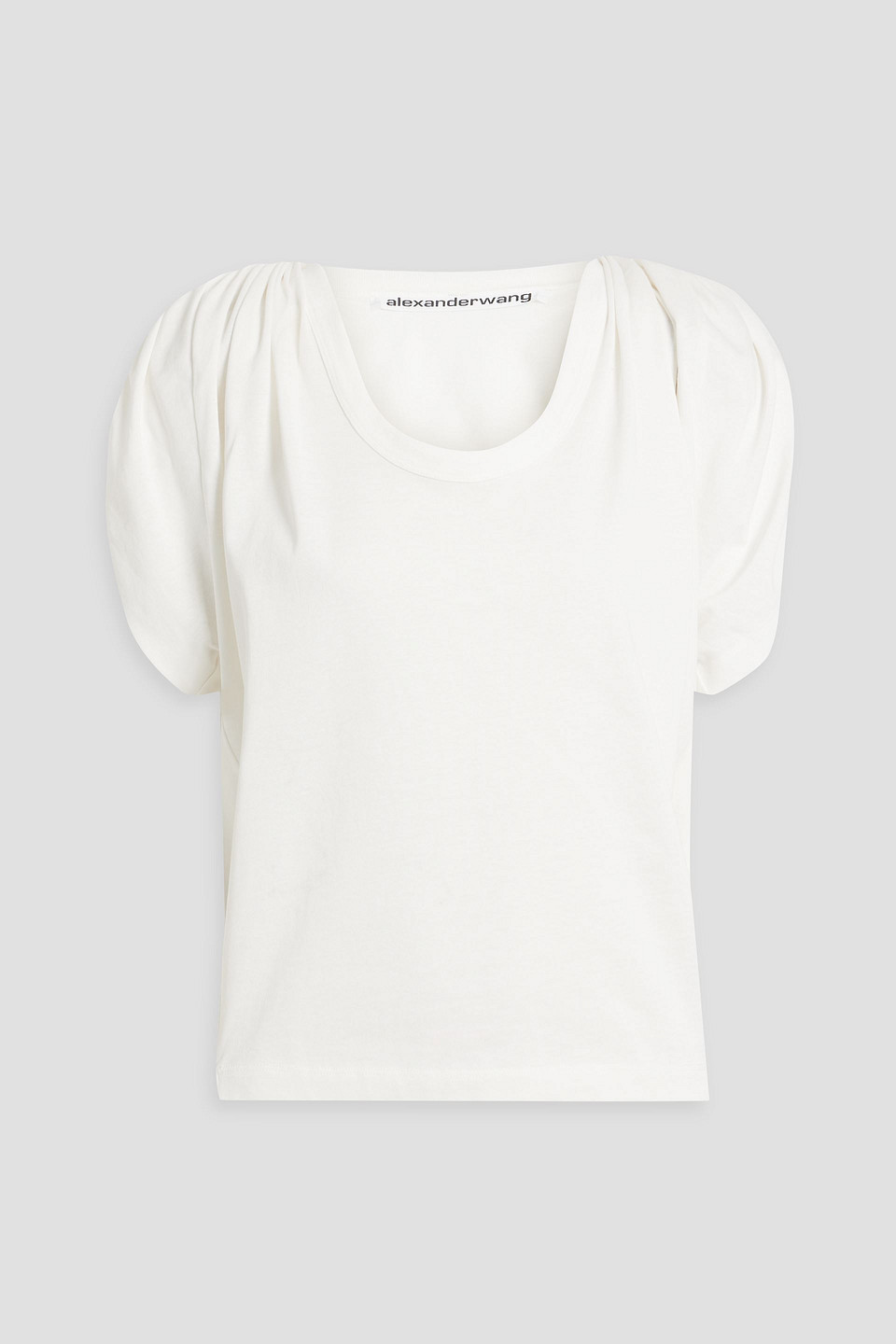Alexander Wang Ruched Cotton-jersey Top In Off-white