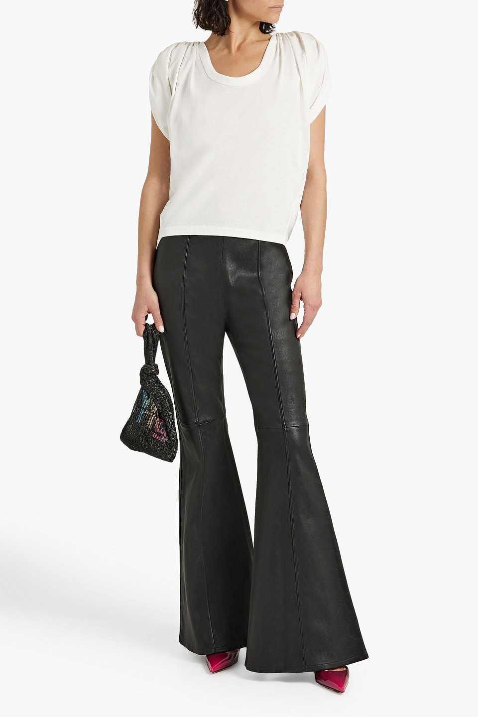 Alexander Wang Ruched Cotton-jersey Top In Off-white