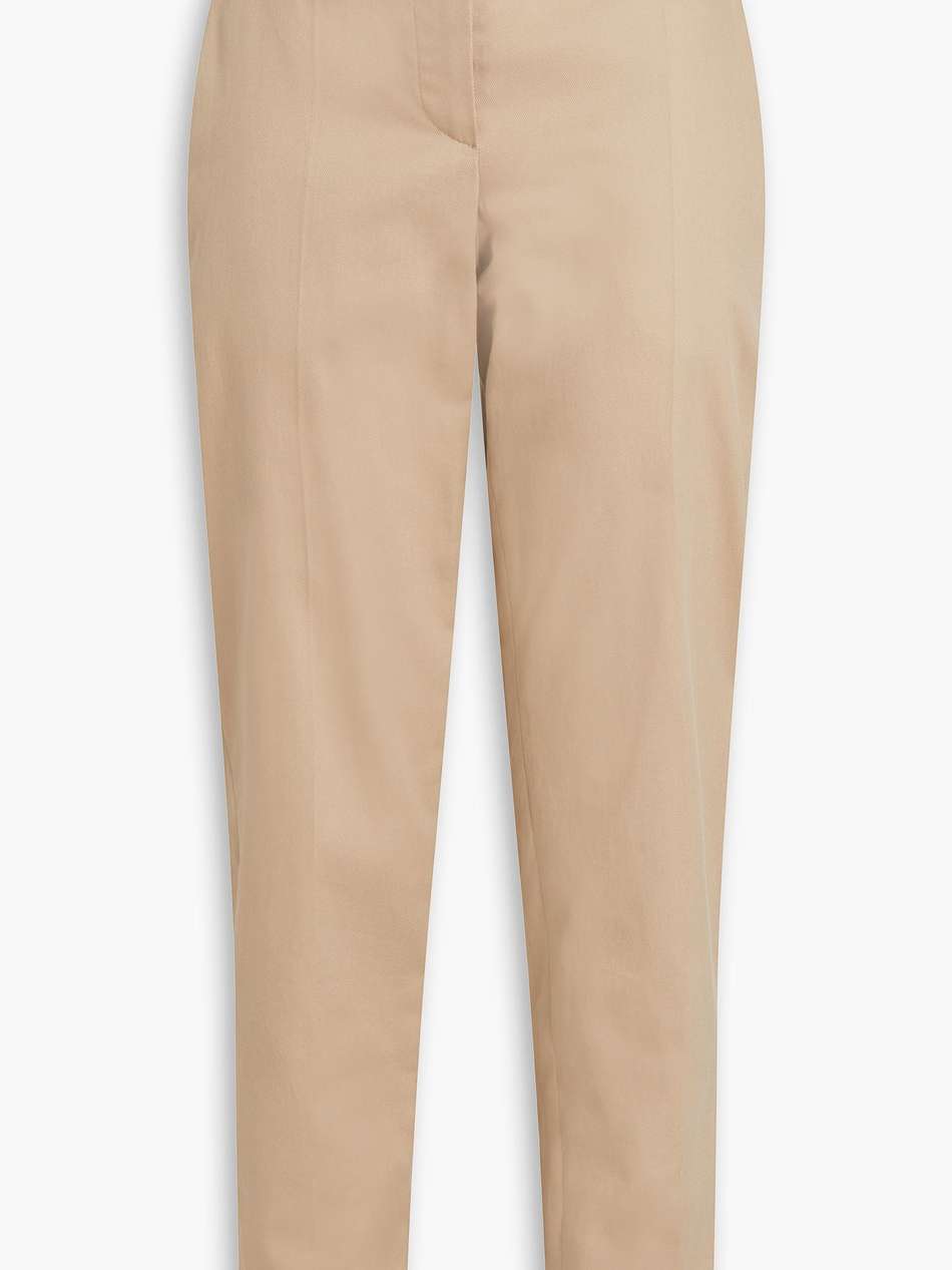 bead-embellished belted cotton-blend twill tapered pants
