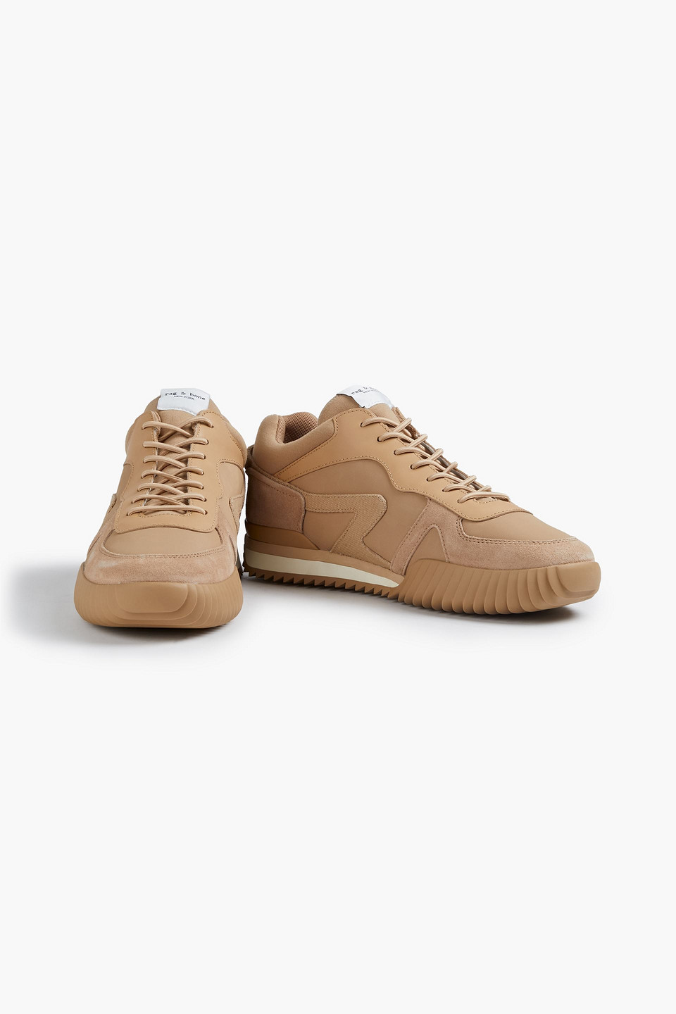 Rag & Bone Retro Runner 2.0 Shell, Stretch-knit And Suede Trainers In Sand