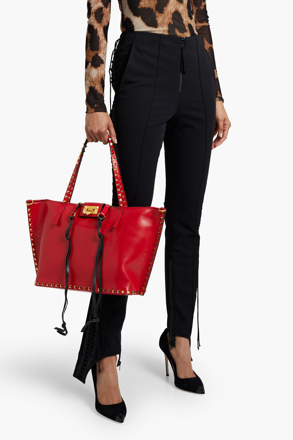 Valentino Garavani Rockstud Leather Tote In Red ModeSens