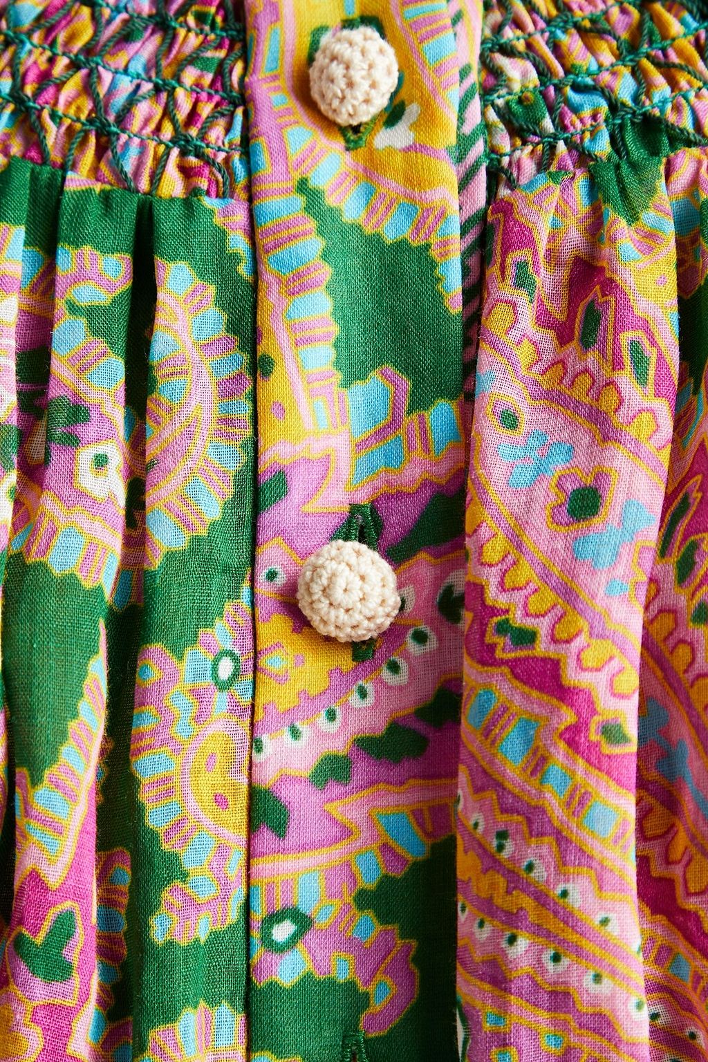 ZIMMERMANN Bluse aus Ramie mit Print und Raffung