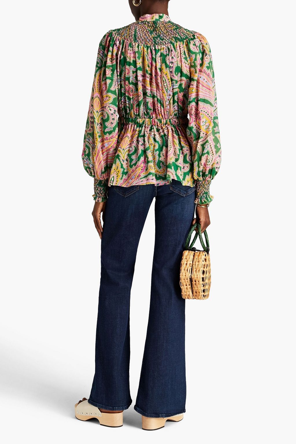 ZIMMERMANN Bluse aus Ramie mit Print und Raffung