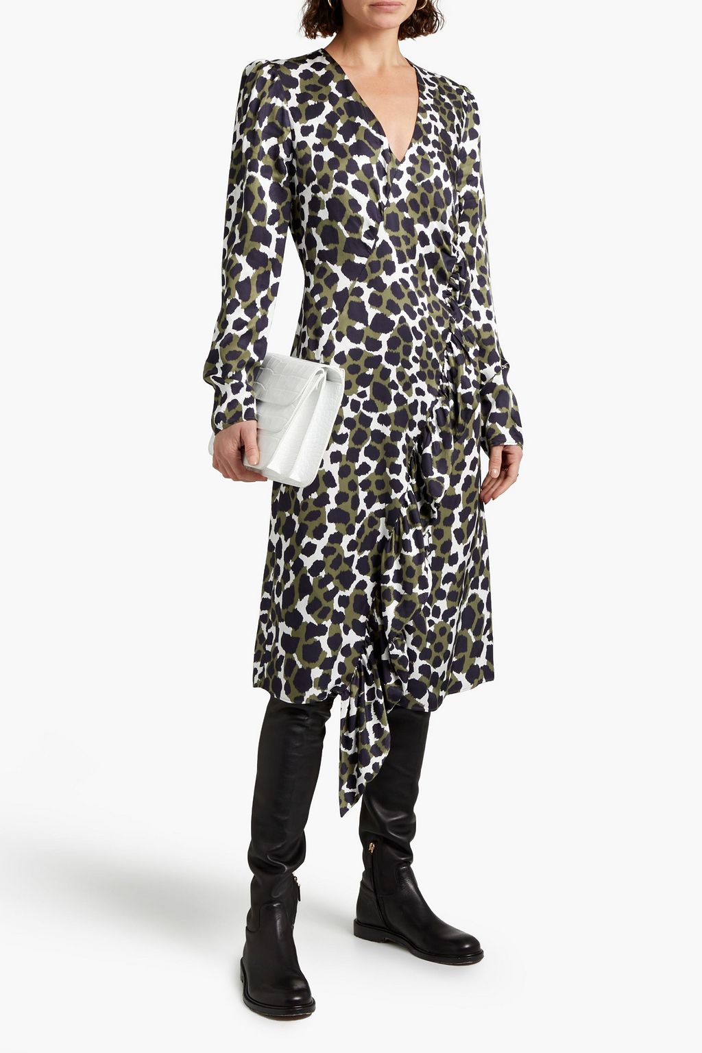 BY MALENE BIRGER Orixt ruffled leopard-print satin midi dress