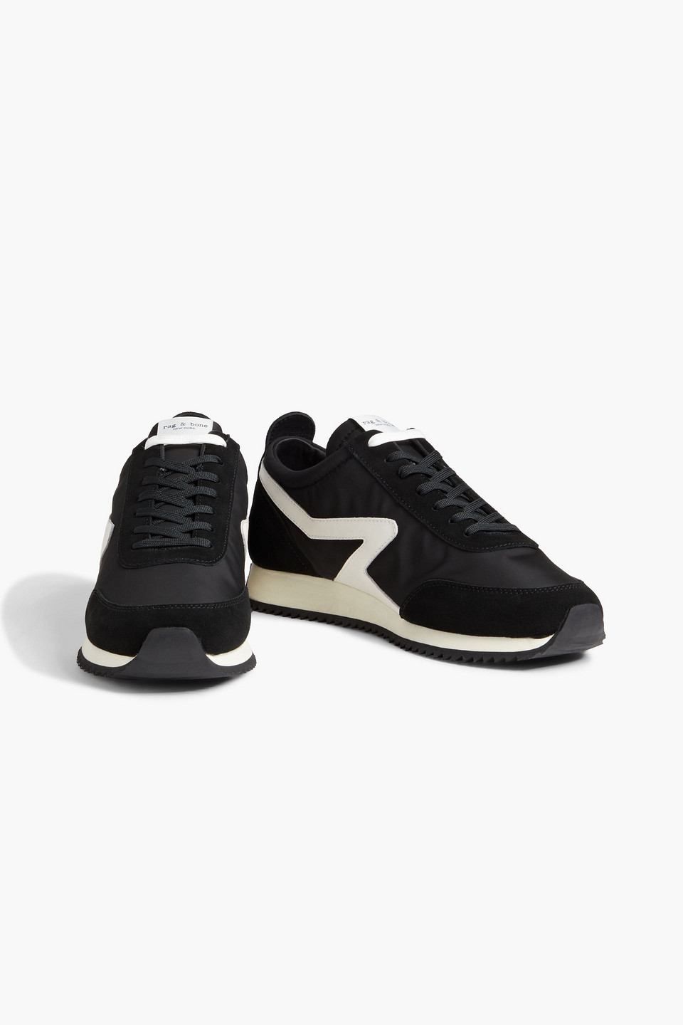 Rag & Bone Man Retro Runner Colour-block Suede And Shell Trainers In Black