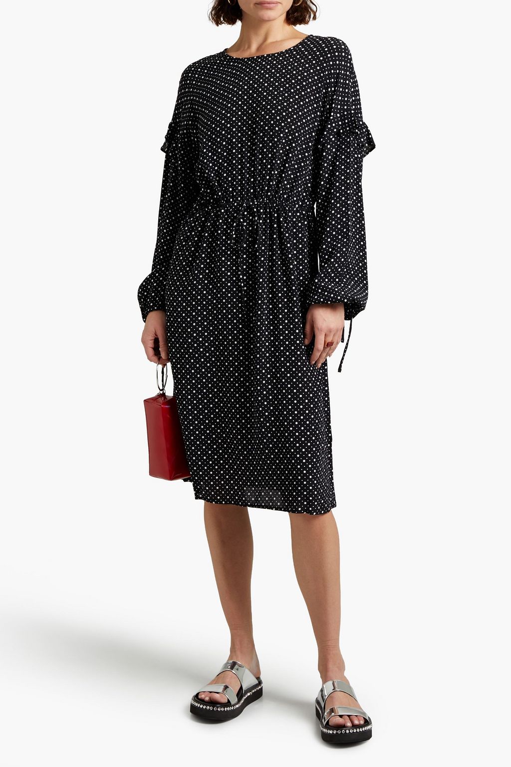 BY MALENE BIRGER クレープデシン ミディワンピース ポルカドット
