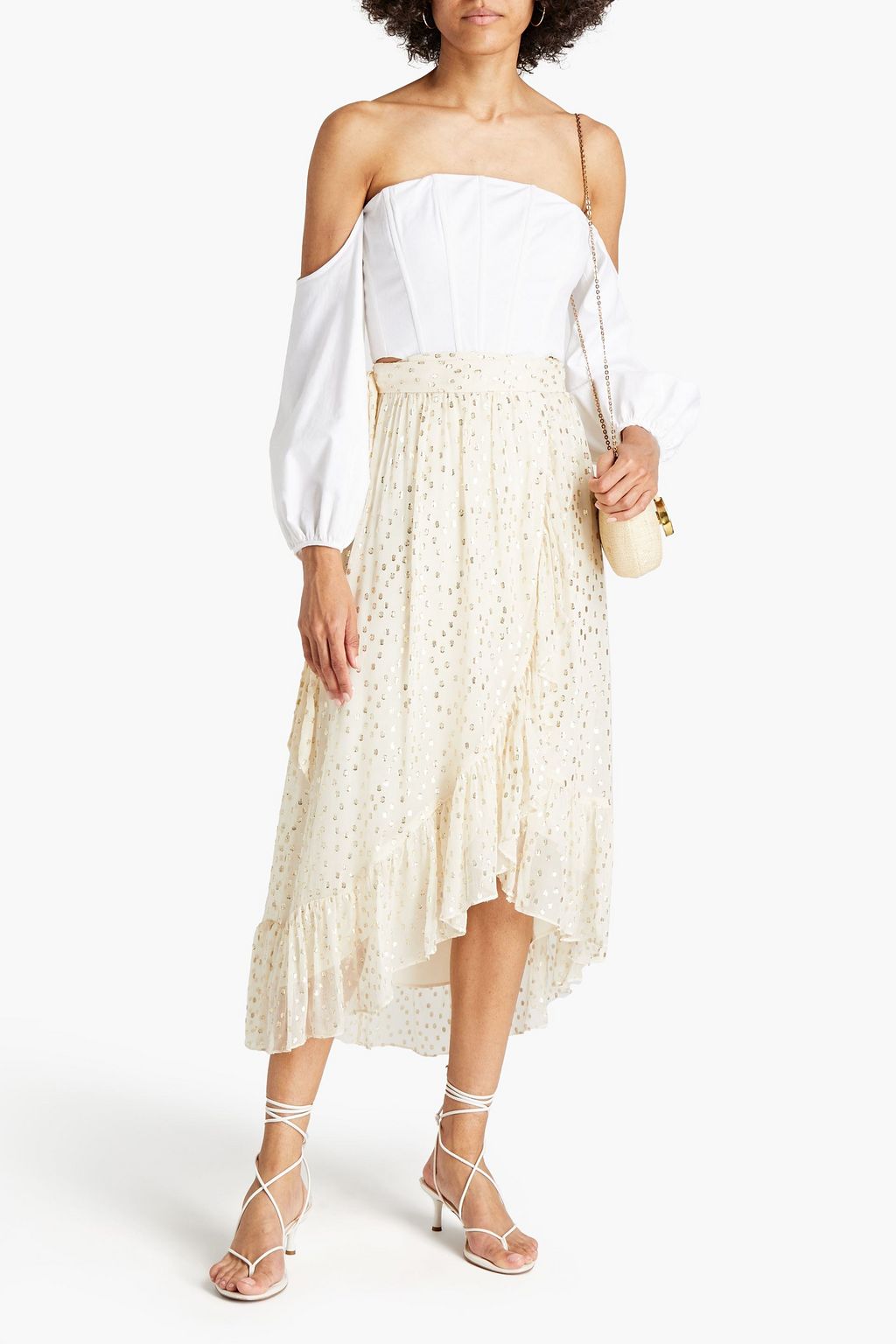 ZIMMERMANN Ruffled metallic fil coupé silk-blend midi wrap skirt