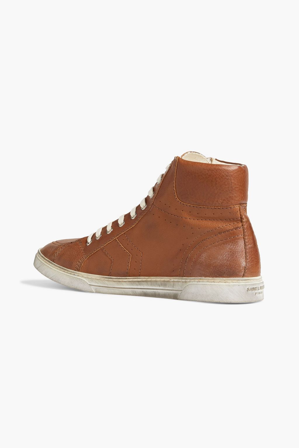 SAINT LAURENT Antibe faded printed pebbled-leather sneakers