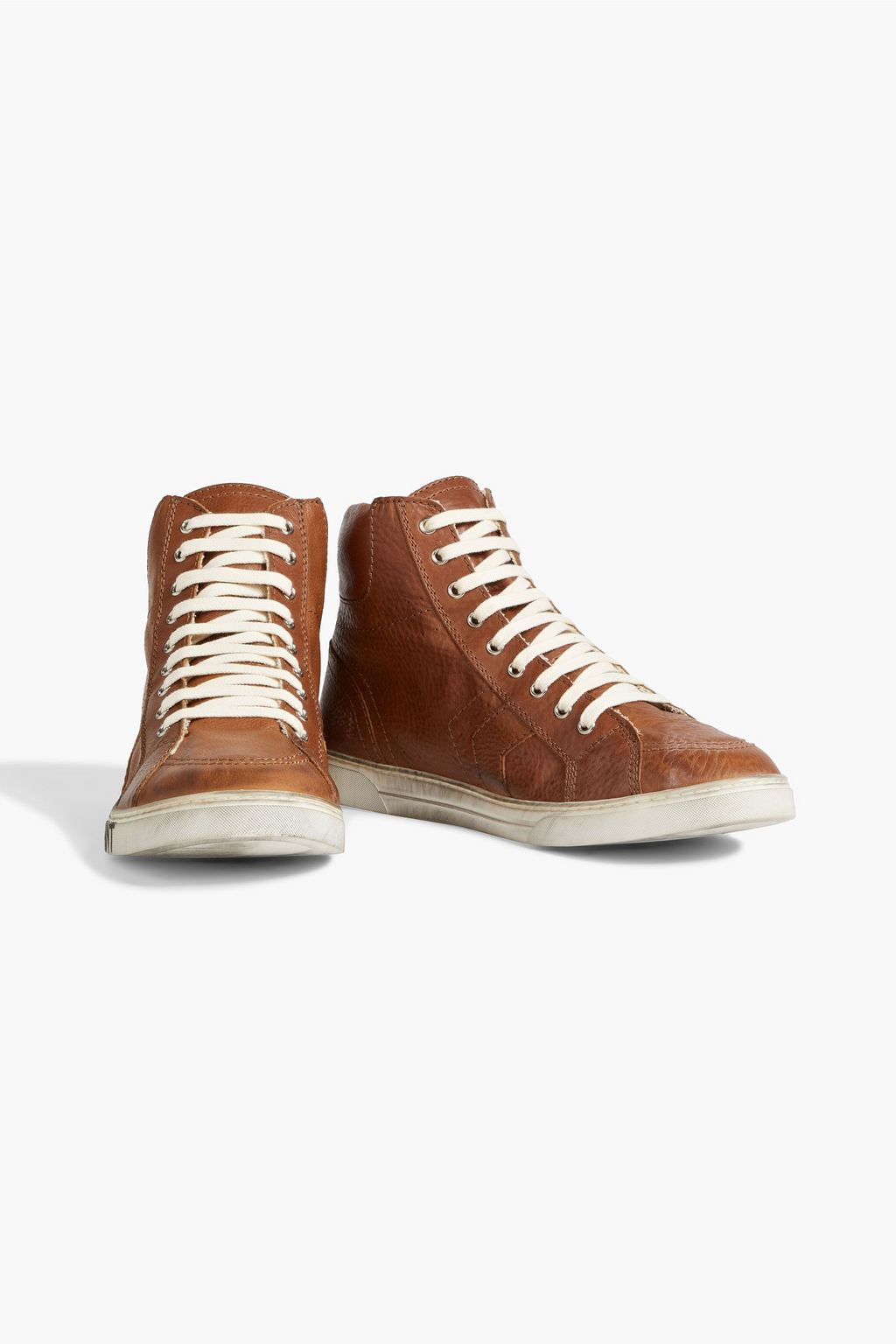 SAINT LAURENT Antibe faded printed pebbled-leather sneakers