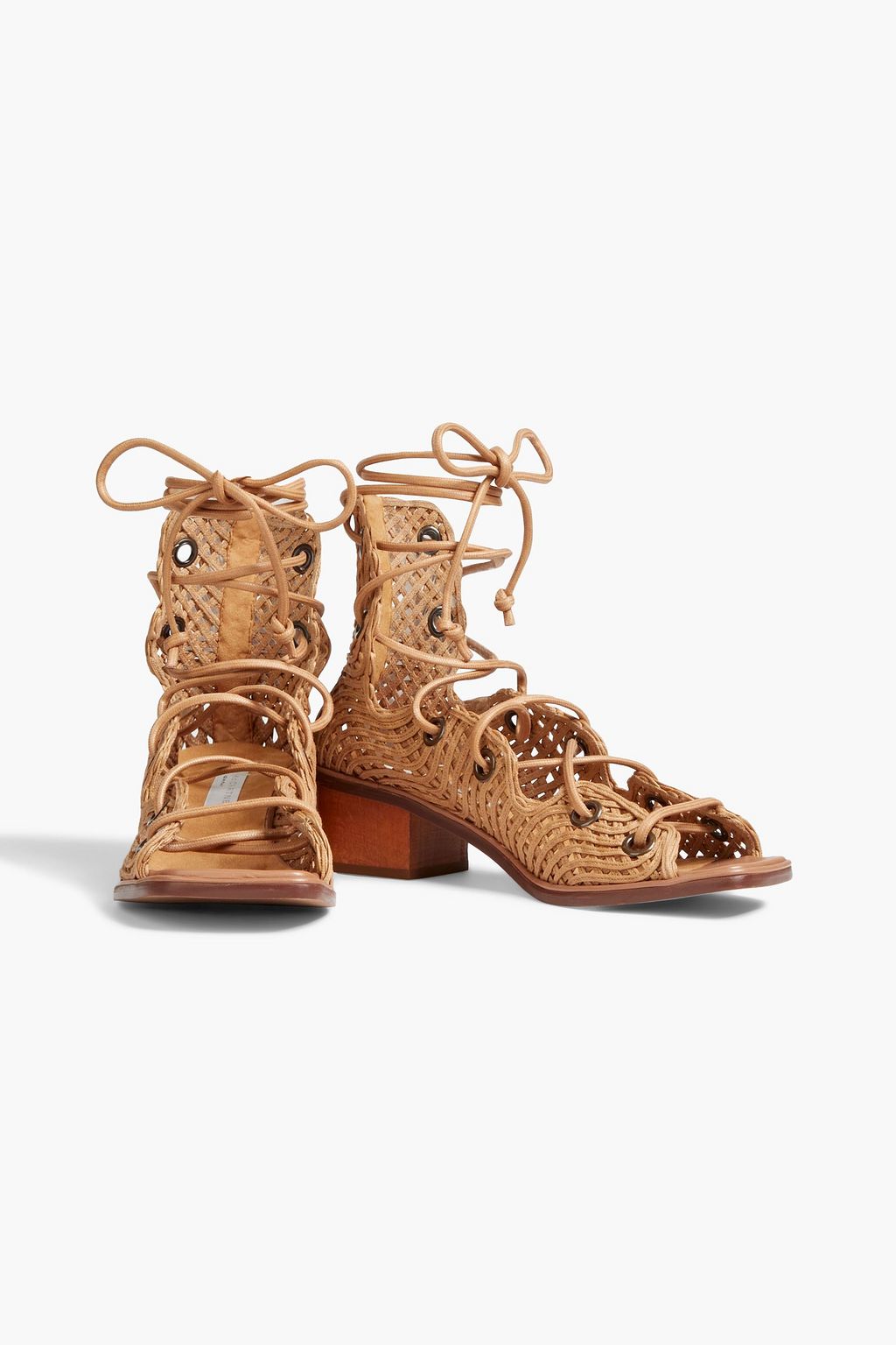 STELLA MCCARTNEY Maia faux leather-trimmed woven sandals