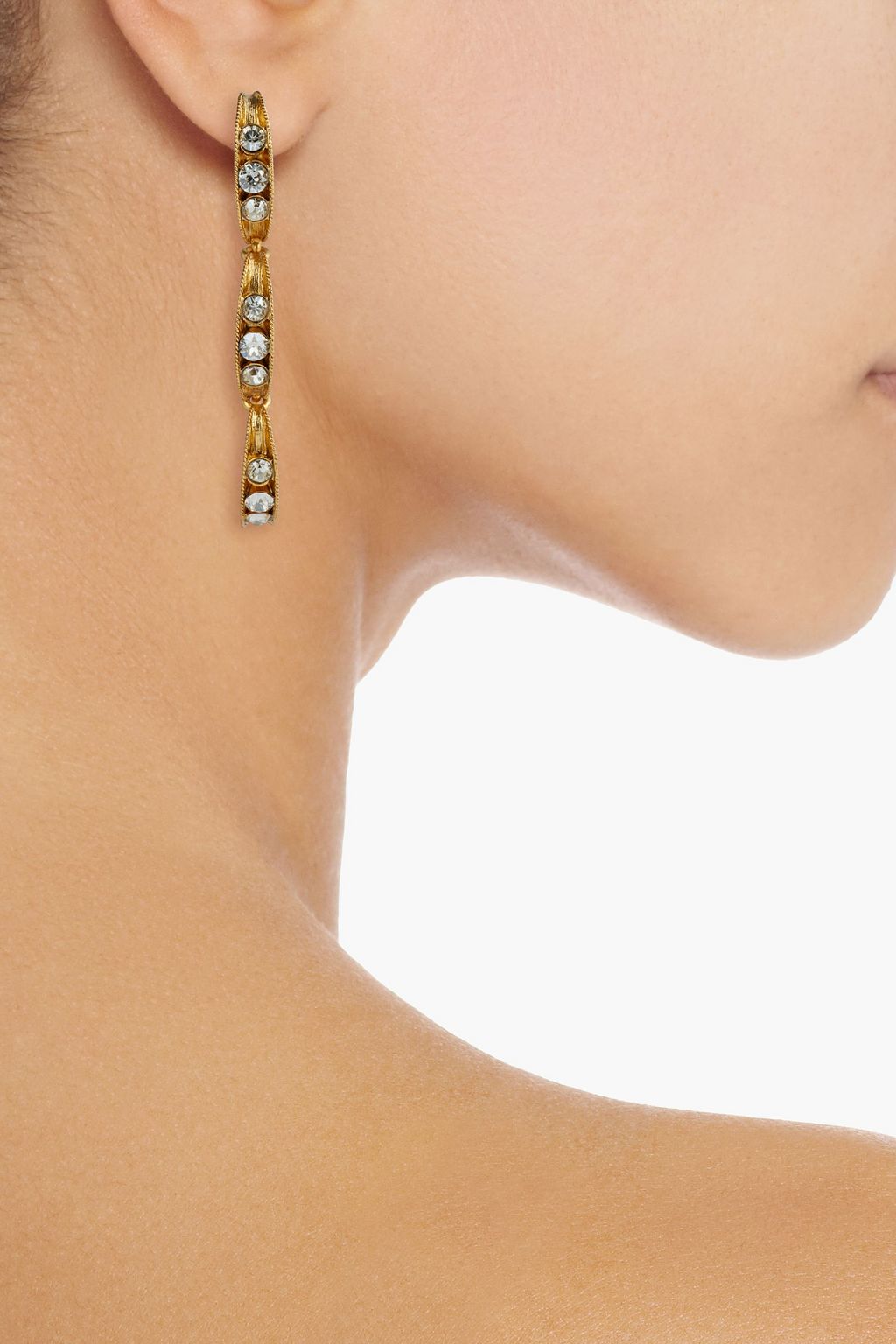 OSCAR DE LA RENTA Gold-tone crystal earrings