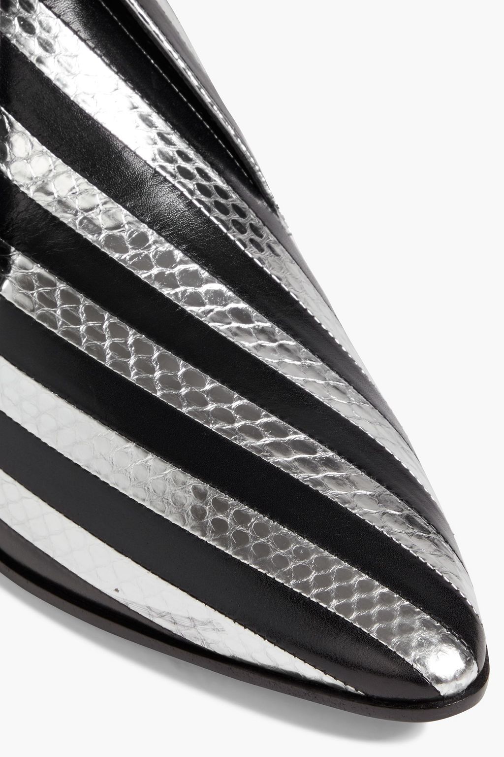SAINT LAURENT Jonas 25 striped metallic smooth and snake-effect leather boots