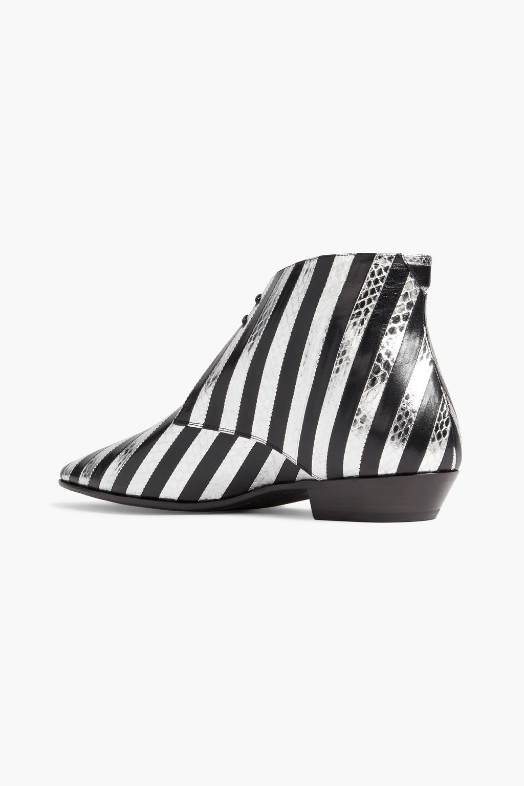 SAINT LAURENT Jonas 25 striped metallic smooth and snake-effect leather boots