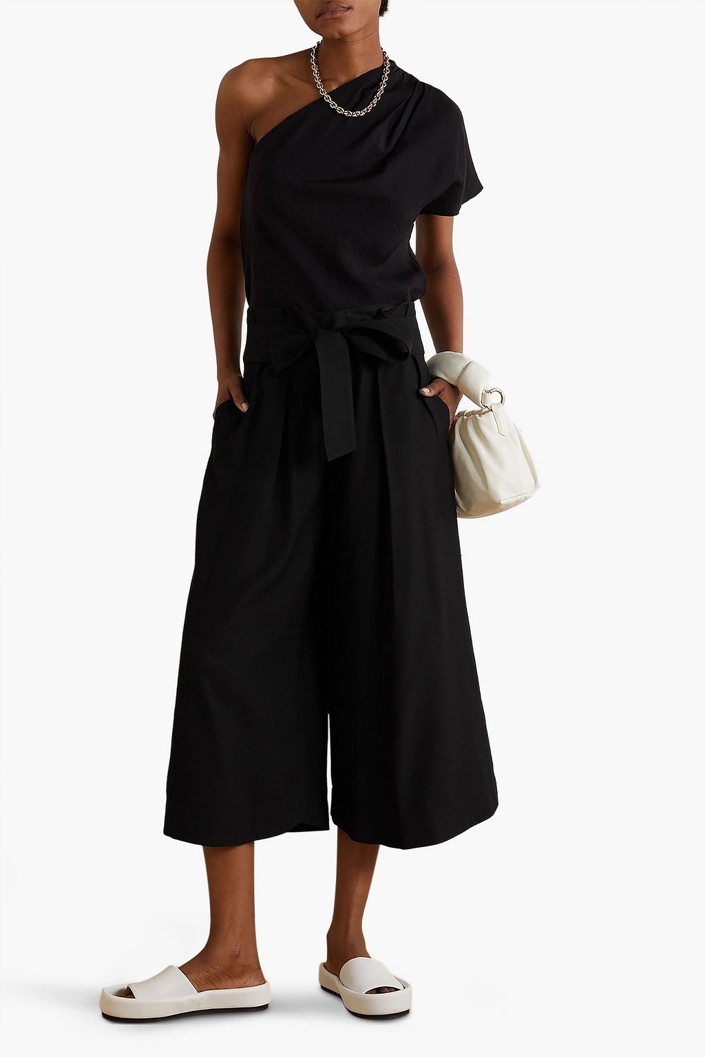 VINCE. Pleated twill culottes
