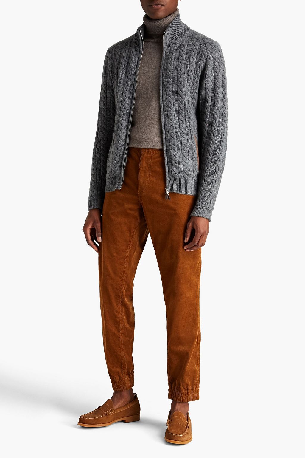 N.PEAL The Richmond cable-knit cashmere zip-up sweater