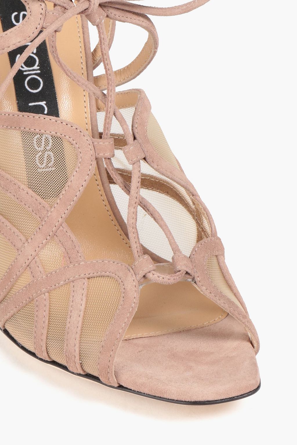 SERGIO ROSSI Mesh-paneled suede sandals