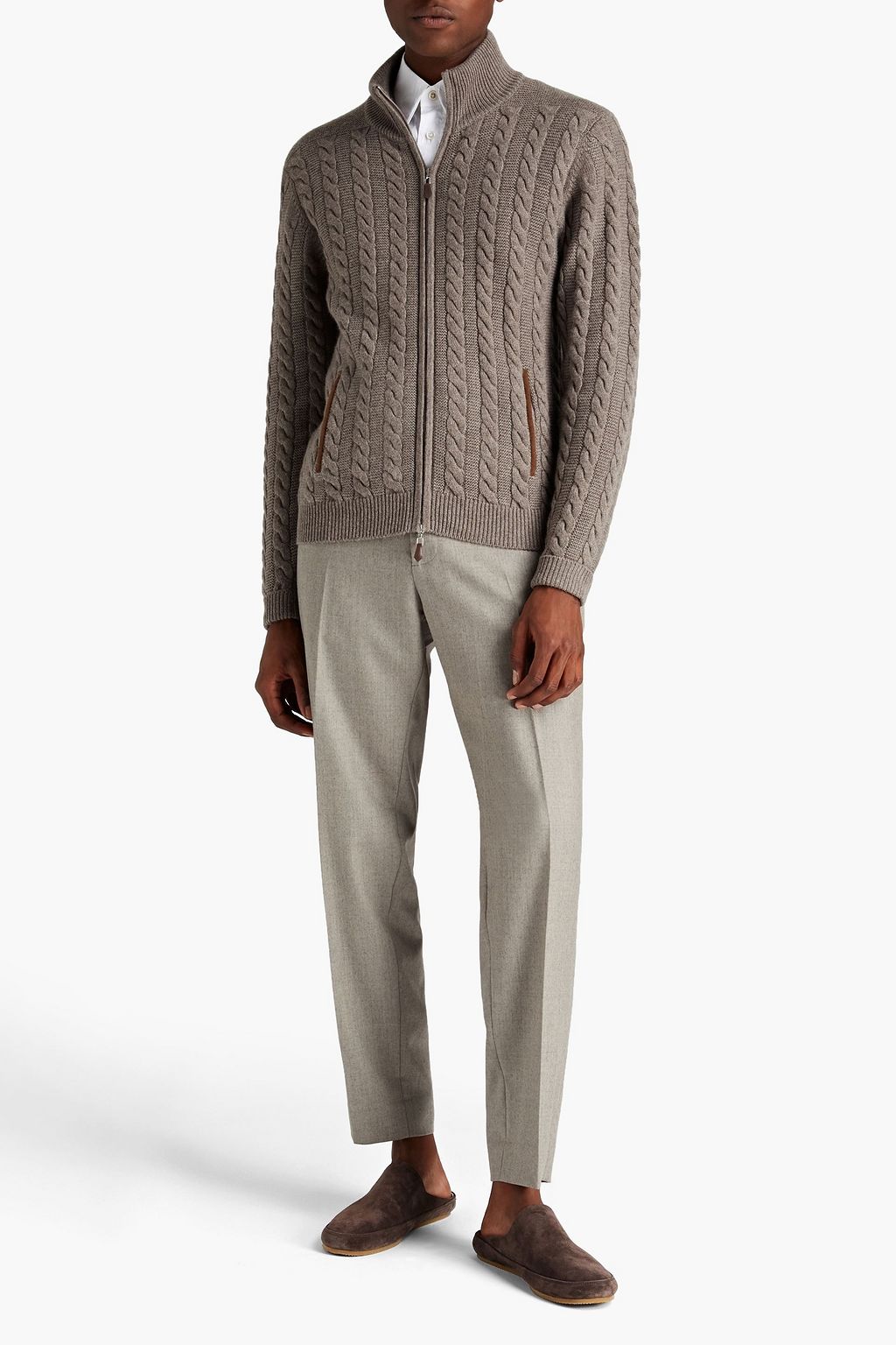 N.PEAL The Richmond cable-knit cashmere zip-up sweater