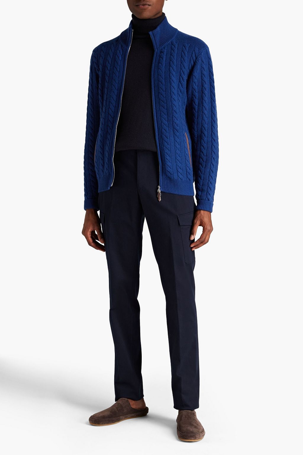 N.PEAL The Richmond cable-knit cashmere zip-up sweater