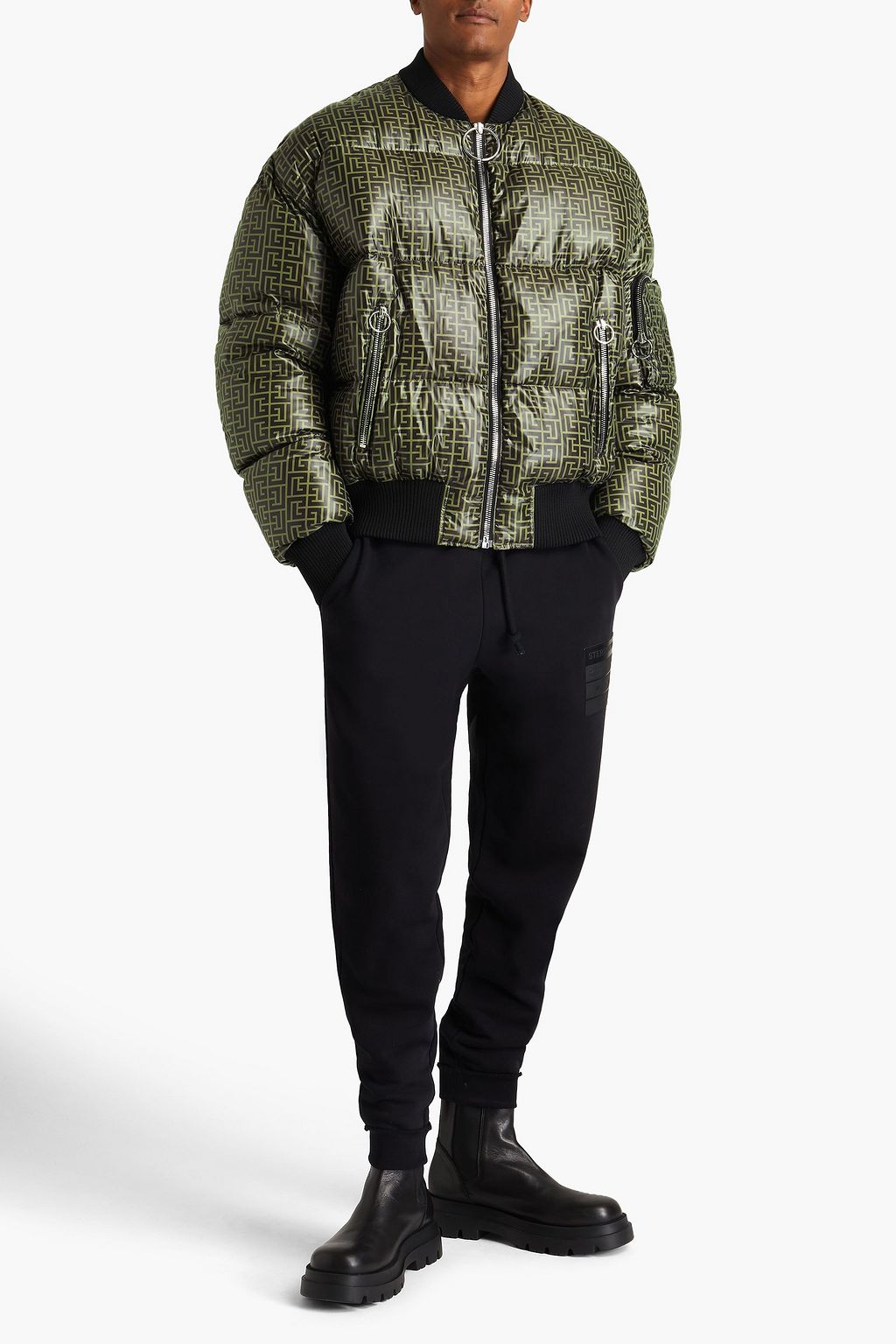 BALMAIN Bomberjacke aus gestepptem Shell mit Print
