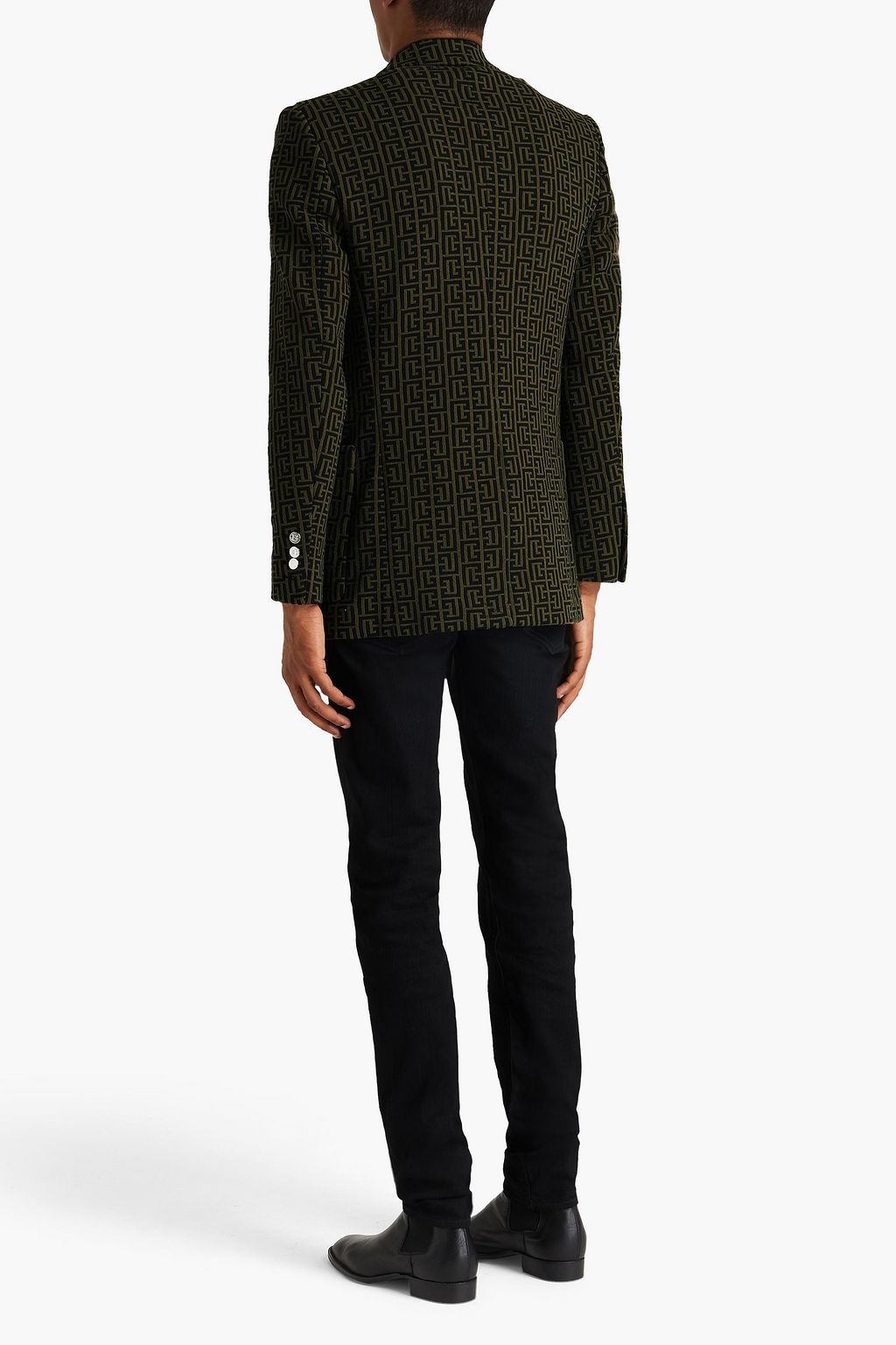 BALMAIN Double-breasted cotton-blend jacquard blazer