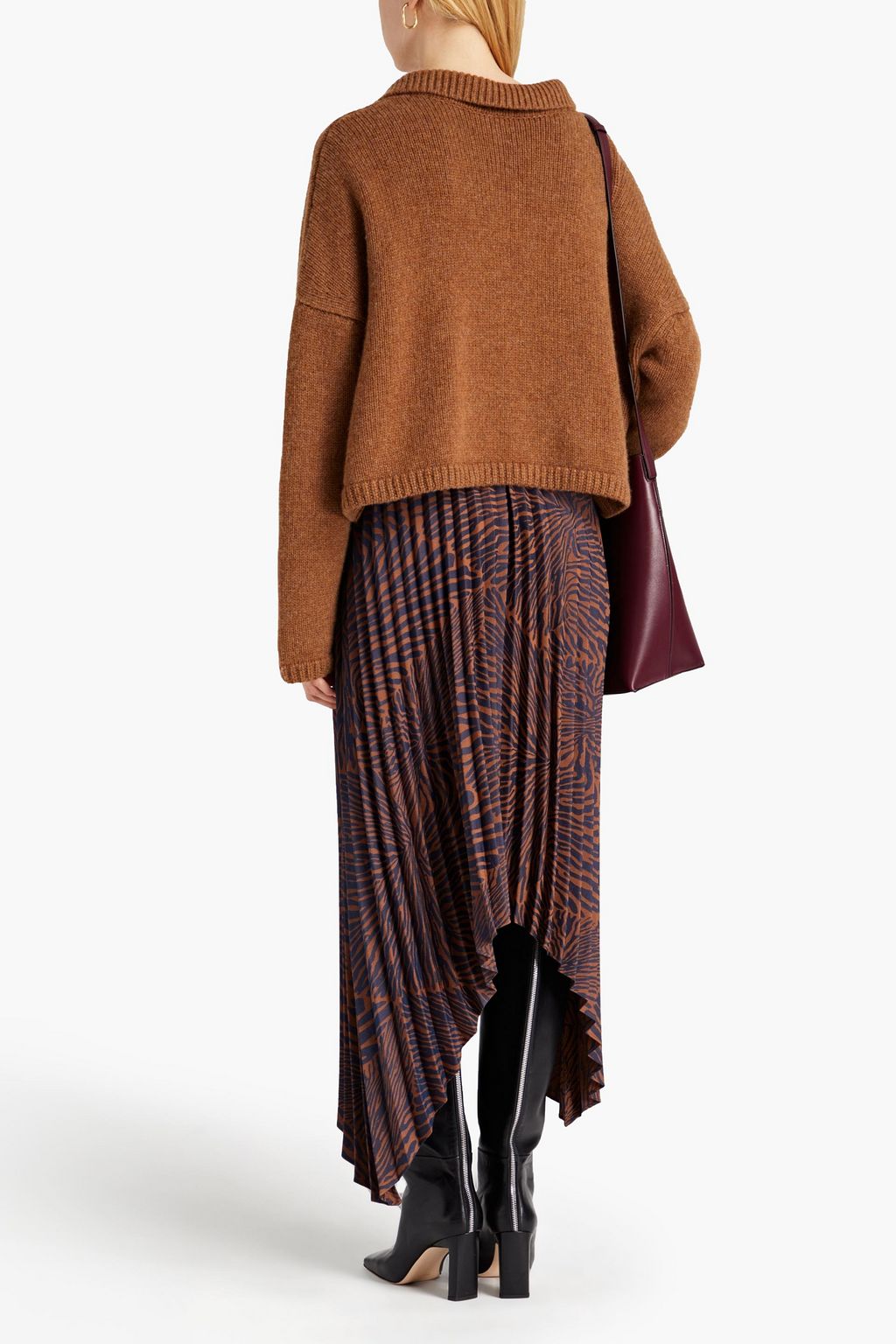 BY MALENE BIRGER Nicadora pleated zebra-jacquard midi skirt