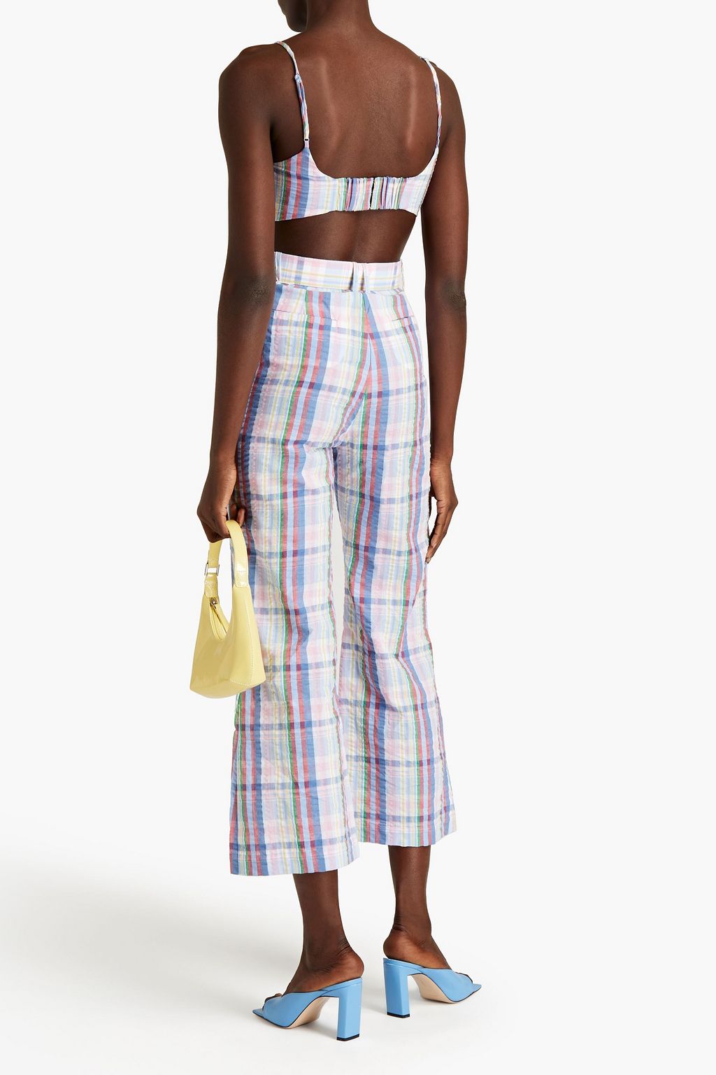 ZIMMERMANN Bow-embellished checked cotton bra top