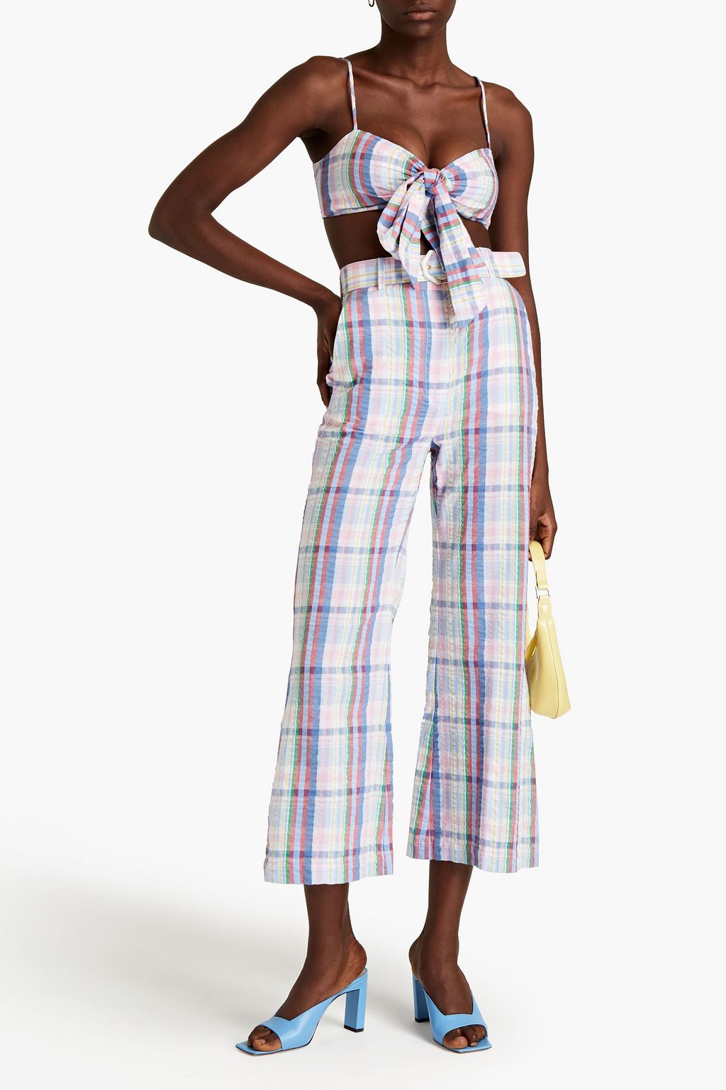 ZIMMERMANN Bow-embellished checked cotton bra top