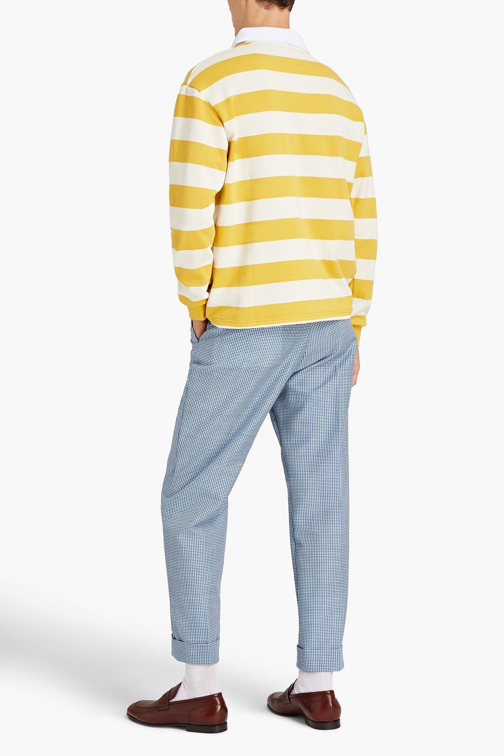 GUCCI Tapered gingham mohair and wool-blend crepe pants