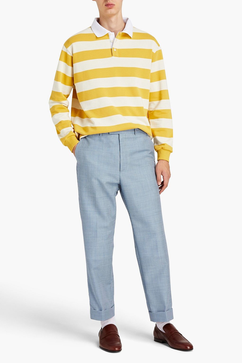 GUCCI Tapered gingham mohair and wool-blend crepe pants