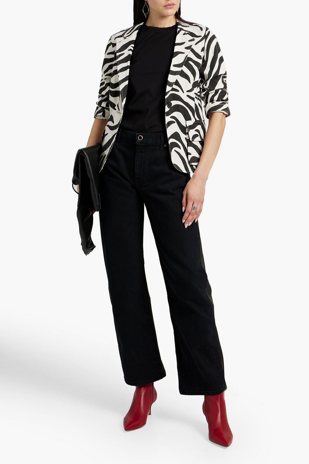 NILI LOTAN Addison zebra-print brushed cotton-blend blazer
