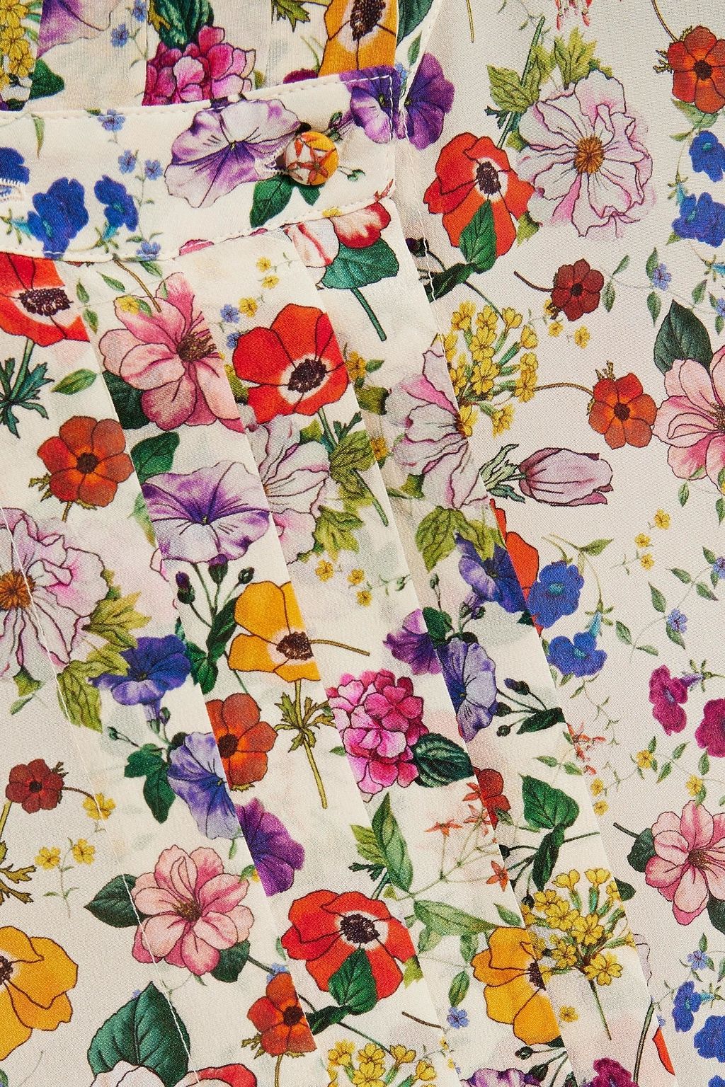 OFFICINE GÉNÉRALE Lola pintucked floral-print silk-crepe blouse