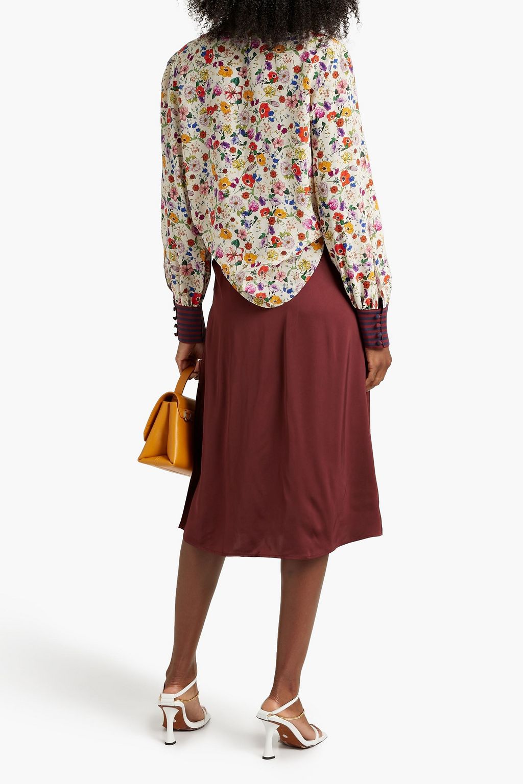 OFFICINE GÉNÉRALE Lola pintucked floral-print silk-crepe blouse