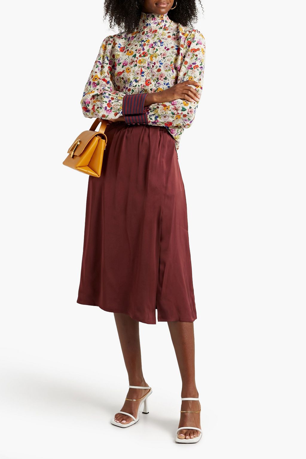 OFFICINE GÉNÉRALE Lola pintucked floral-print silk-crepe blouse