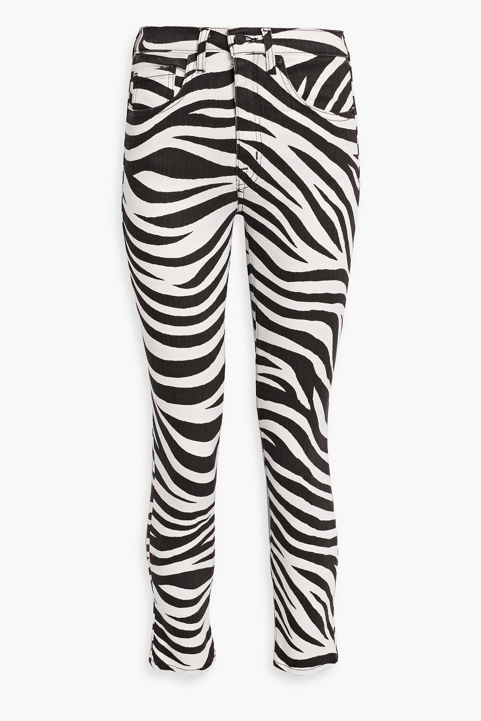 Zebra-print mid-rise slim-leg jeans