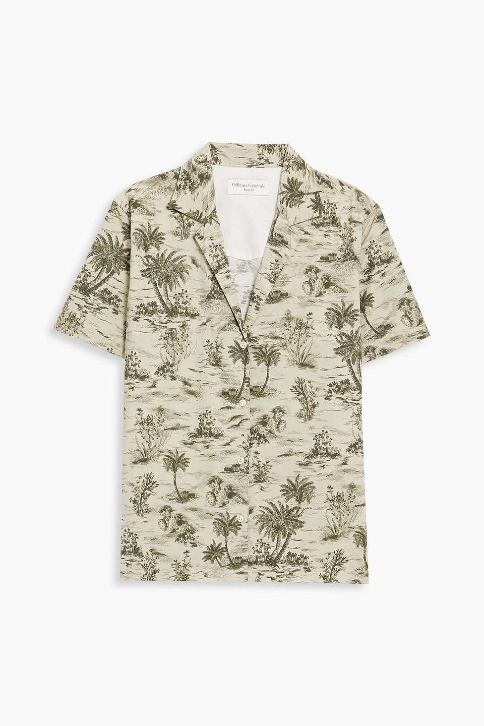 Officine Generale Christelle Printed Cotton Top In Beige