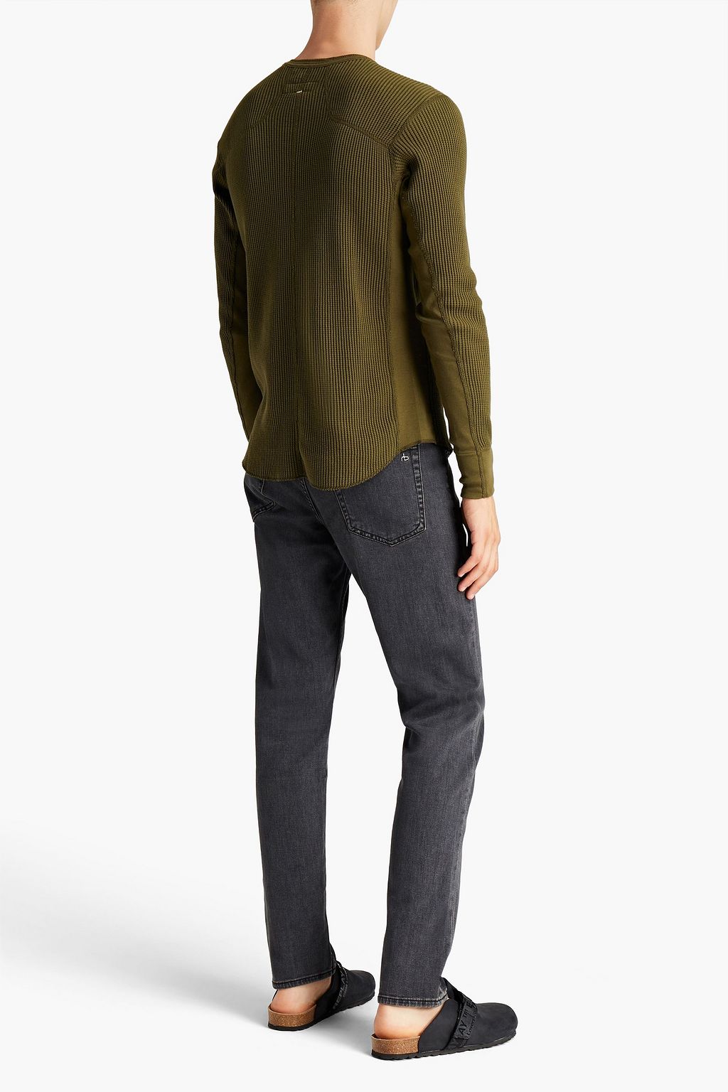 RAG & BONE Devon paneled waffle-knit cotton Henley T-shirt