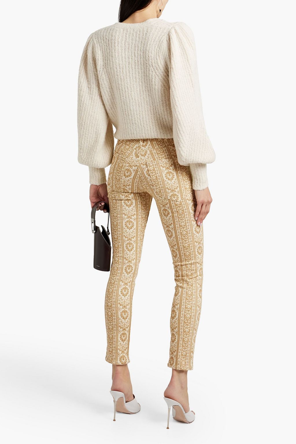 NILI LOTAN Zebra-print mid-rise slim-leg jeans