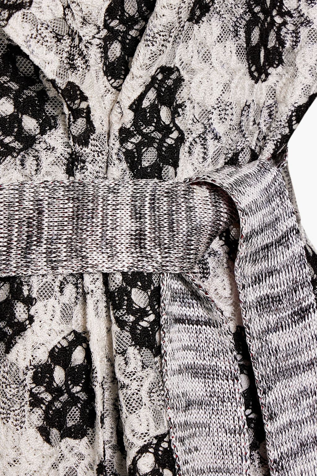 MISSONI Embroidered polka-dot crochet-knit tulle coat