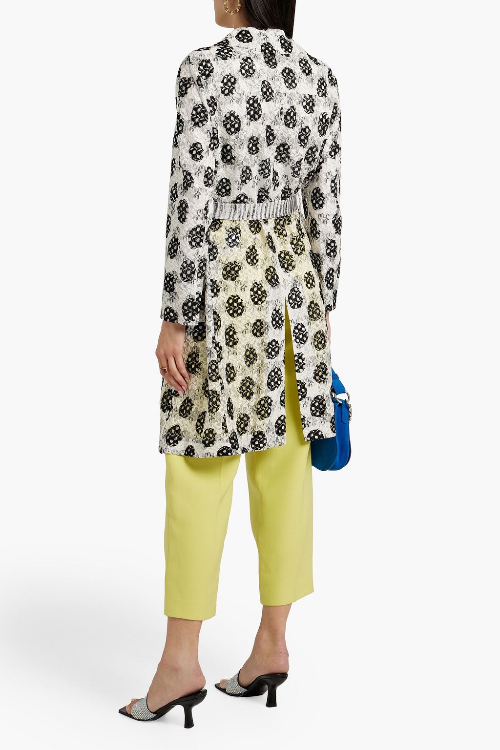 MISSONI Embroidered polka-dot crochet-knit tulle coat