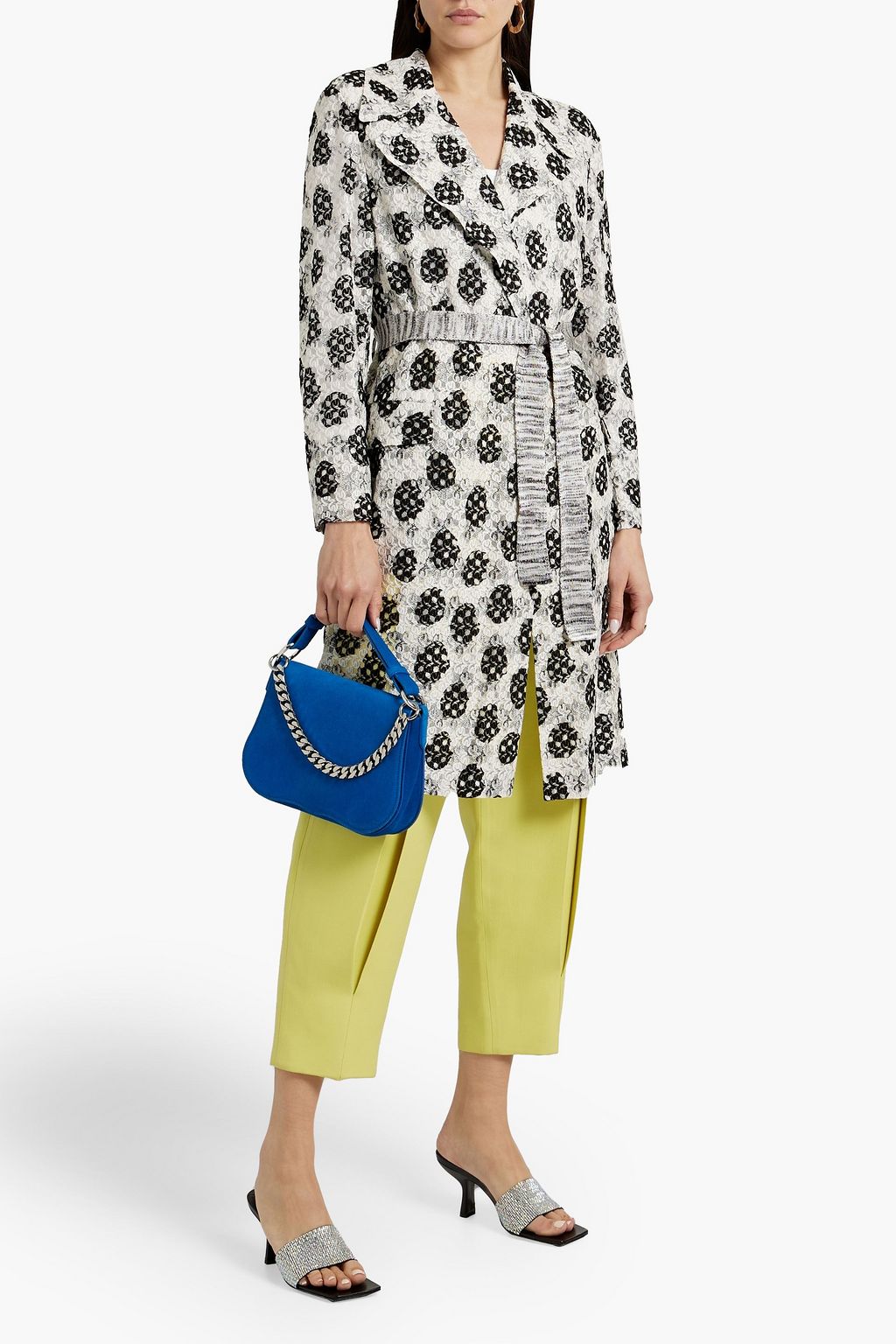 MISSONI Embroidered polka-dot crochet-knit tulle coat