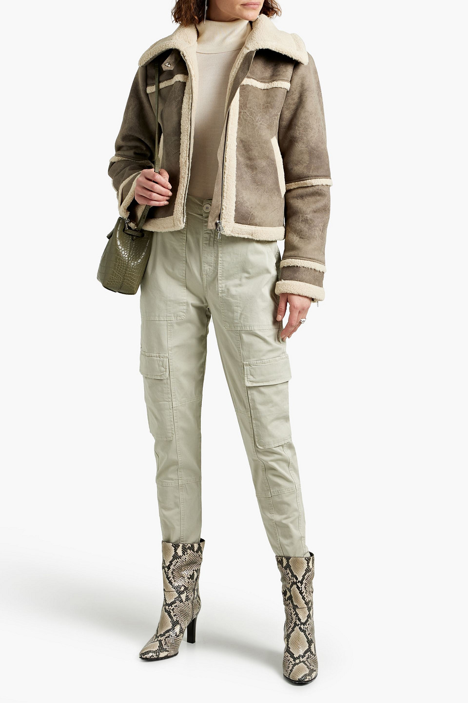 Jonathan Simkhai Cotton-blend Tapered Pants In Sage Green