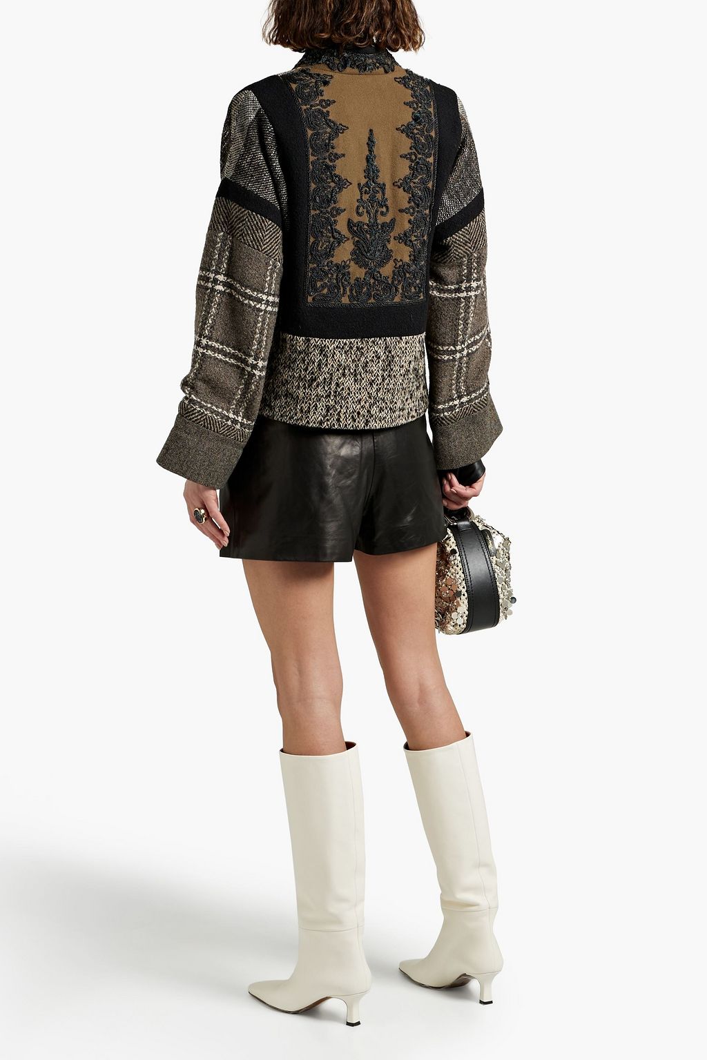 ETRO Embroidered patchwork wool-blend jacket