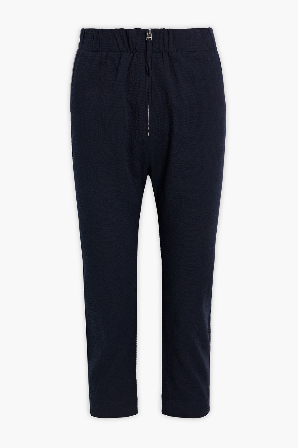 By Malene Birger Cropped Textured Cotton-blend Straight-leg Pants In Black