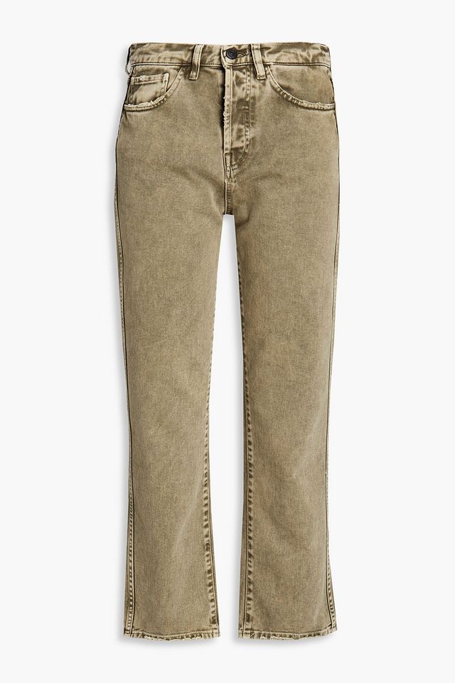 Austin cropped distressed high-rise straight-leg jeans