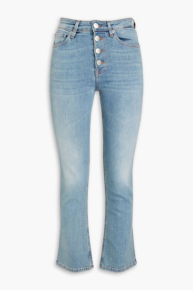 Poppy faded mid-rise kick-flare jeans
